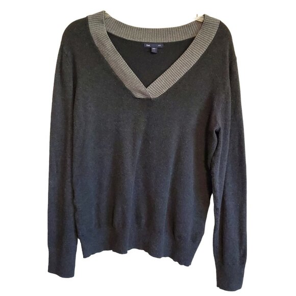 GAP Preppy Crossover Vee Colorblock Sweater Large - Picture 1 of 13